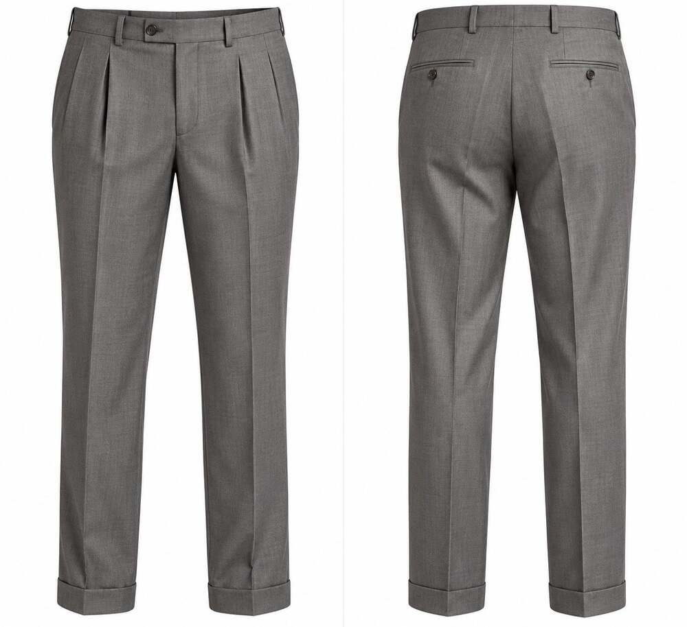 Lauren Ralph Lauren Mens Gray Pleated Dress Pants Cuffed Hem 38x32